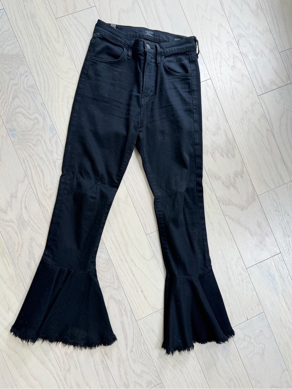Citizens of Humanity Black Drew Flounce Flared Hem Jeans Size 24